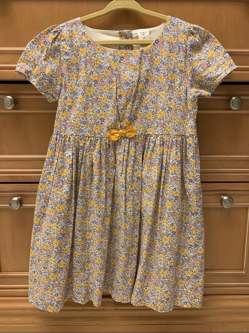 NWOT - OshKosh B'gosh Yellow Floral Short-Sleeve Dress with Bow